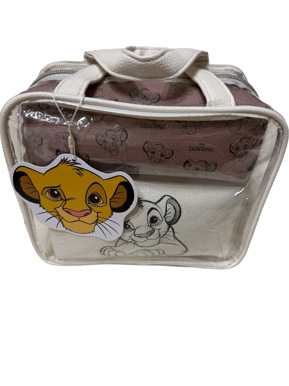 The Lion King White & Pink Clear Travel Bag Set of 3